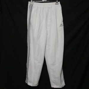 ADIDAS | 2XL | White Exercise Pants With Pockets and Grey and Blue Stripes | GUC